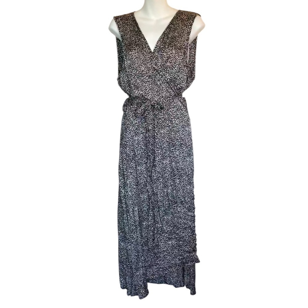 Threads 4 Thought Dress women 1X, Navy Polka Dot Wrap. EUC